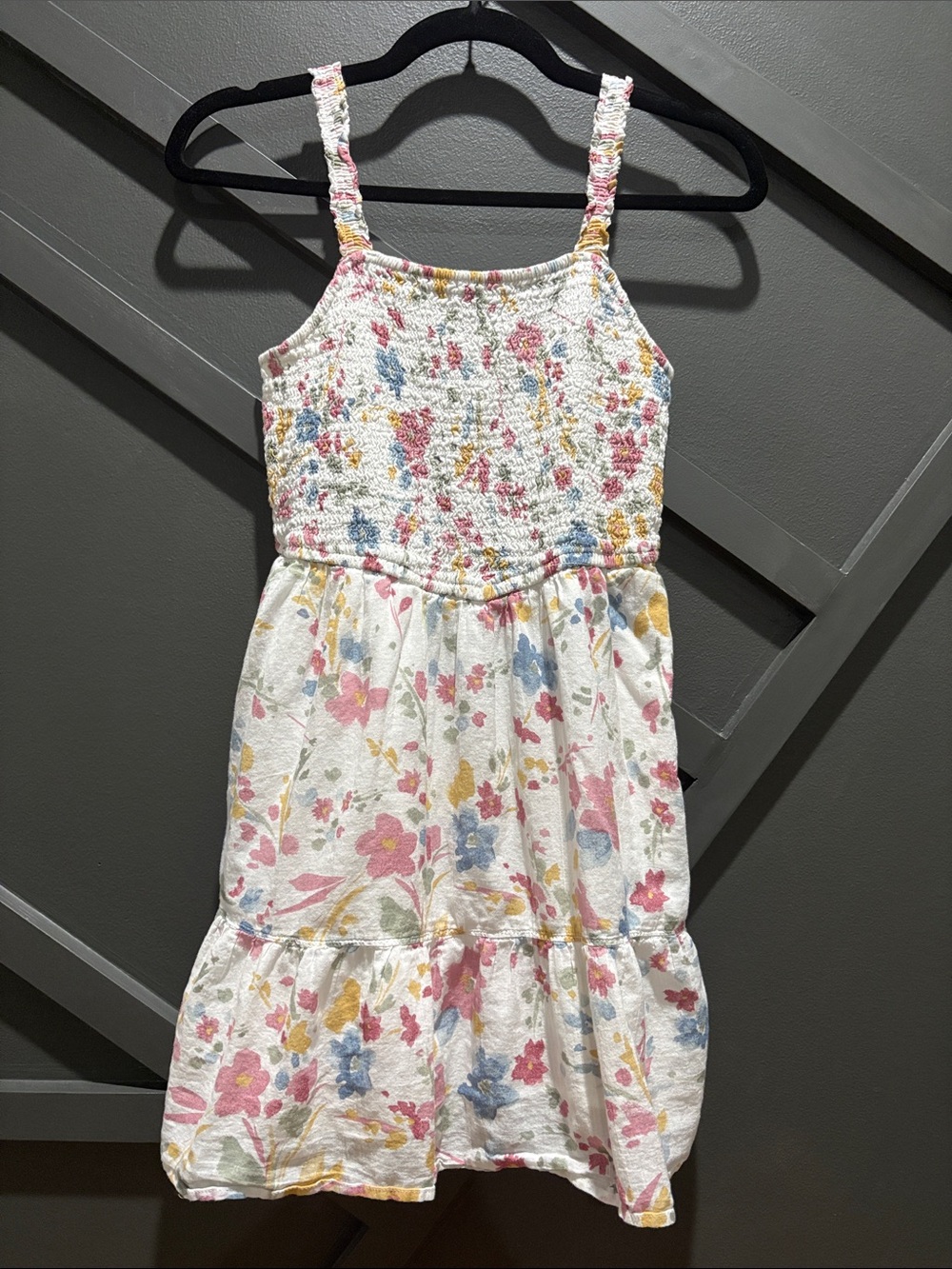 Abercrombie kids White Floral Smocked Sundress with Pink, Blue & Yellow